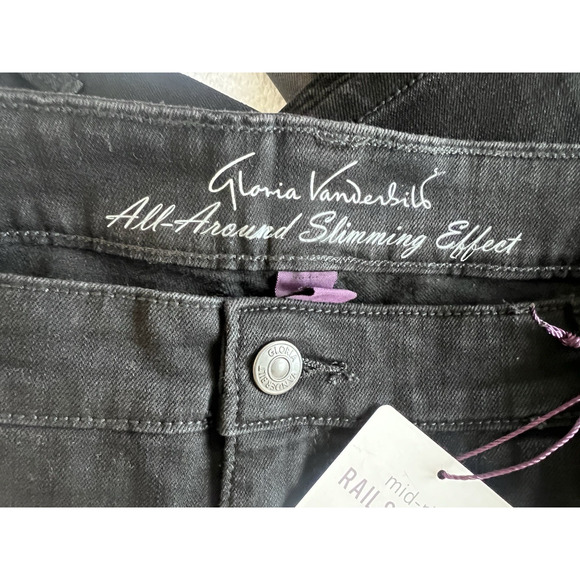Bundle Gloria Vanderbilt Jeans Black /Grey Rinse Rail Straight Slimming NWT S-18 - Picture 6 of 10